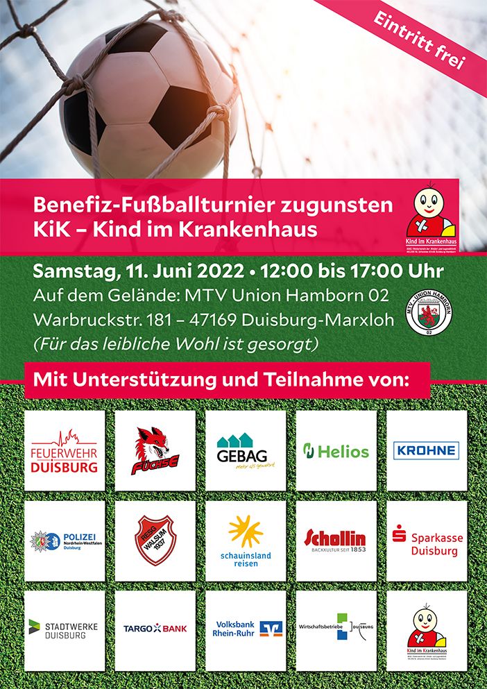 Benefiz-Fußballturnier zugunsten KiK – Kind im Krankenhaus